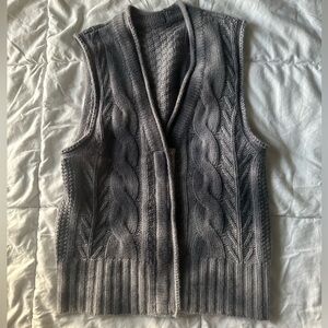 Burning Torch Gray Cable Knit Cardigan Vest